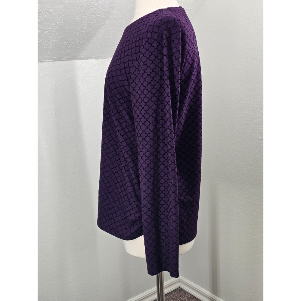 T by Talbots Sz L Dark Purple & Black Long Sleeve T Casual Elegance Stretch - Picture 6 of 9